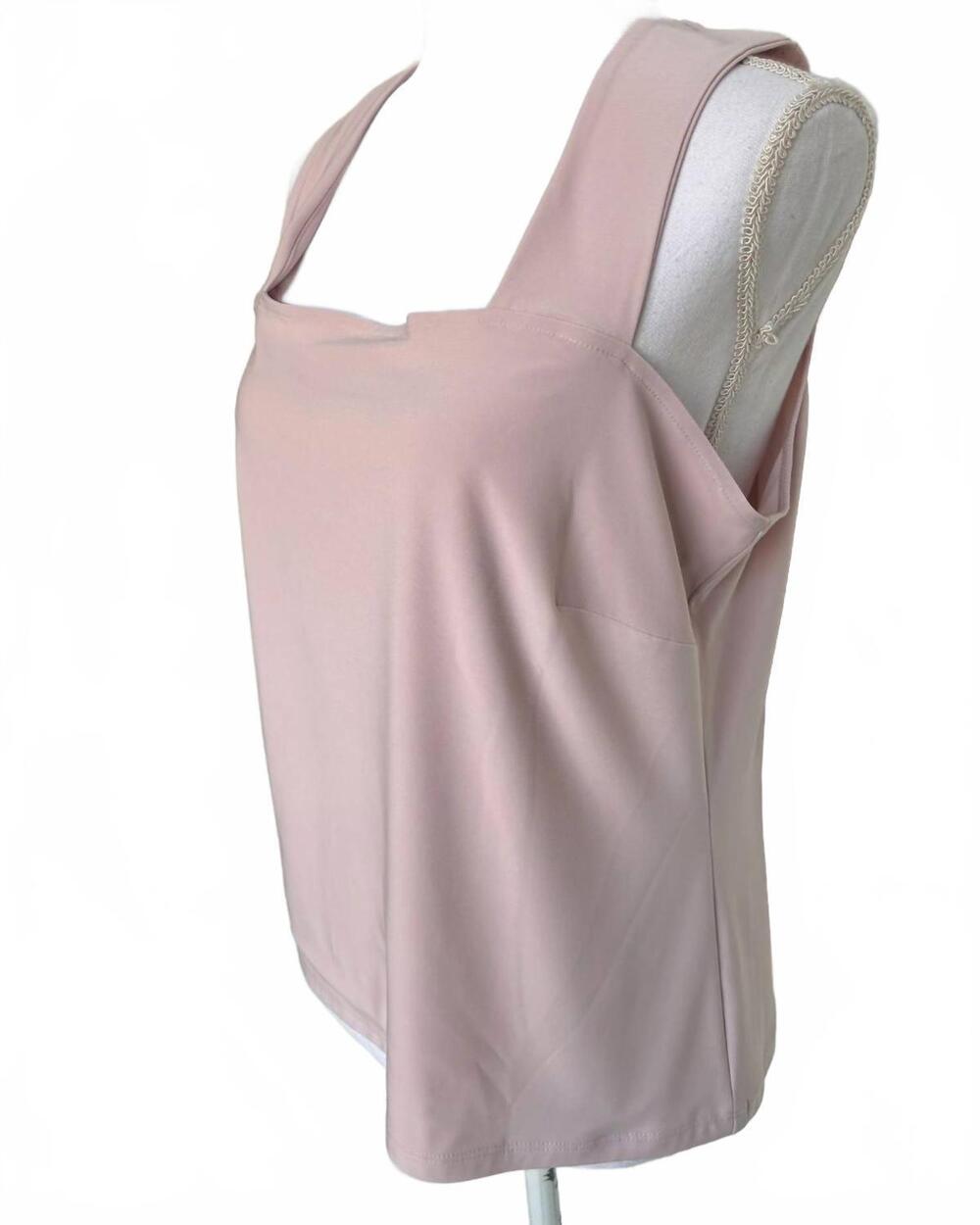 NEW FRANK LYMAN women's square neck knit tank in powder pink